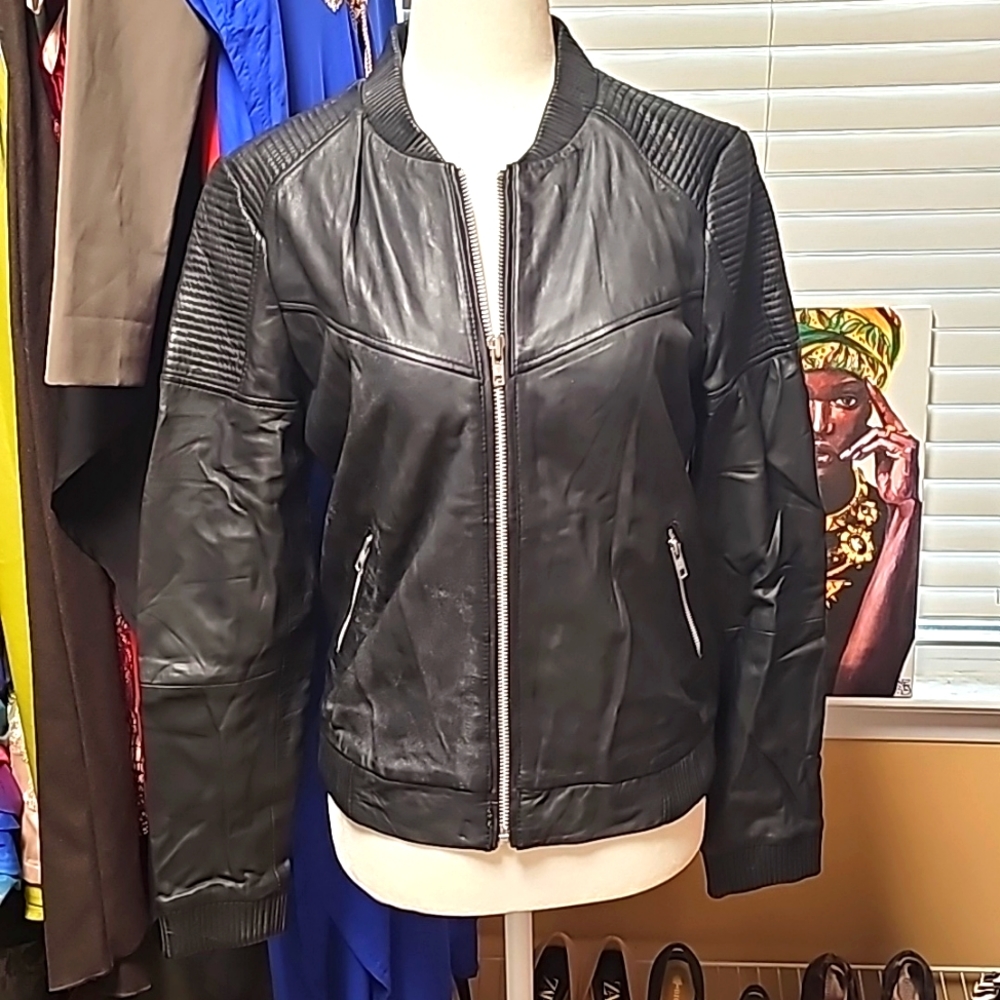 Mango Genuine leather jacket